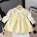 Baby Girls' Long-Sleeved Bow-Design Elegant Dresses