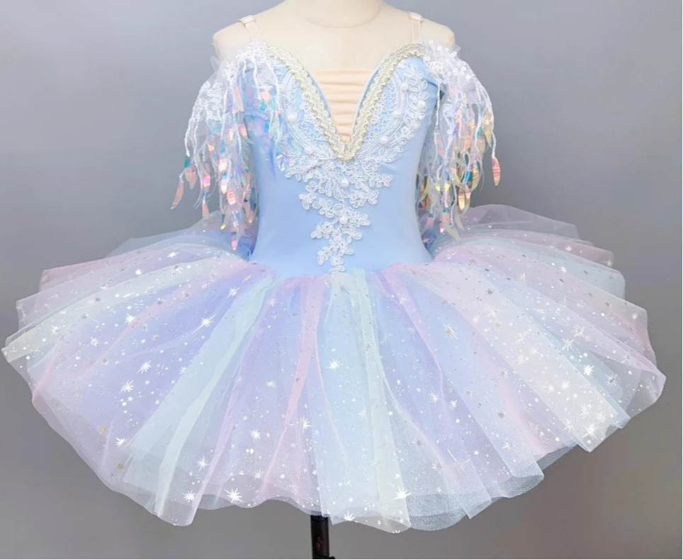 Rainbow Color Sequined Ballet Performance Tutu Skirts for Girls childrensterritory