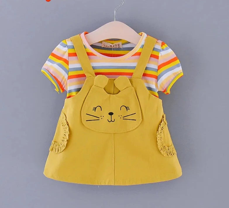Baby Girl Rainbow Color Striped Lovley Princess Dress childrensterritory