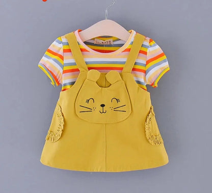 Baby Girl Rainbow Color Striped Lovley Princess Dress childrensterritory