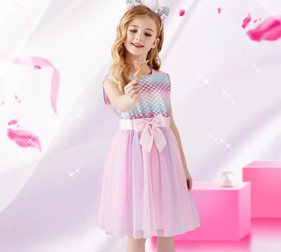 Kids Girls Sleeveless Sequin Princess Dresses for Summer childrensterritory