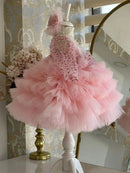 Gorgeous V-neck Sequin Design Little Girls Mesh Cake Dress childrensterritory