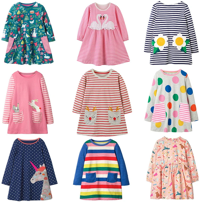 Long-Sleeved Printed Summer Dresses For Girls childrensterritory