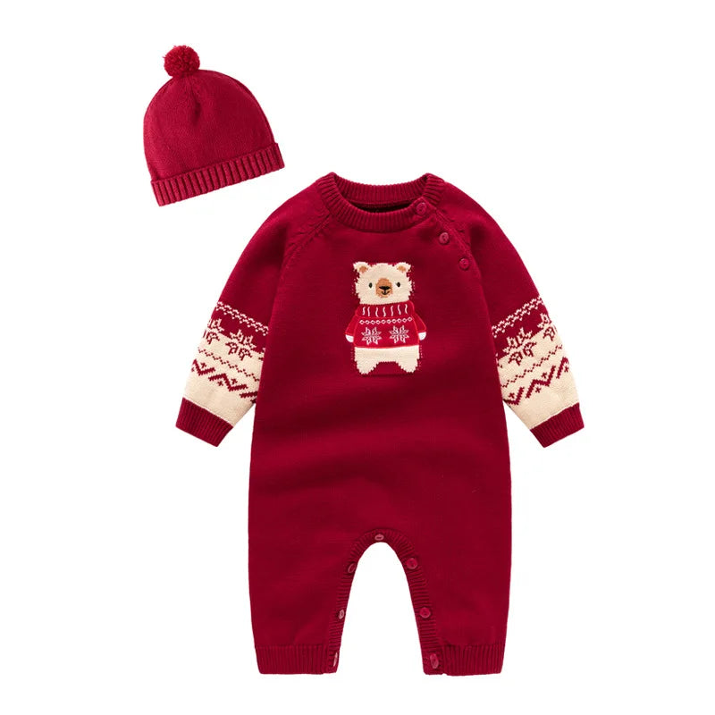 Baby Kids Cartoon Design Winter Bodysuit