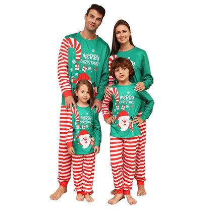 Same Look Striped Design Family Matching Xmas Sleepwear Sets childrensterritory