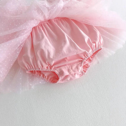 Baby Girl Dots Print Princess Tulle Romper Dresses for Summer
