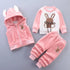 Baby Fleece Cartoon Bear Design, 3 Pieces Warm Clothing Set childrensterritory