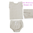 Baby/Kids Girl and Boys Ribbed Print Clothing Sets For Summer childrensterritory