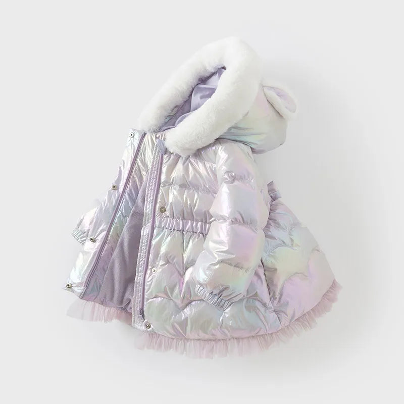 Little Girls White Duck Down Casual Warm Outdoor Parka childrensterritory