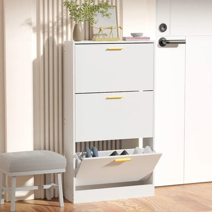 3-Flip Drawers Freestanding Shoe Rack for Home