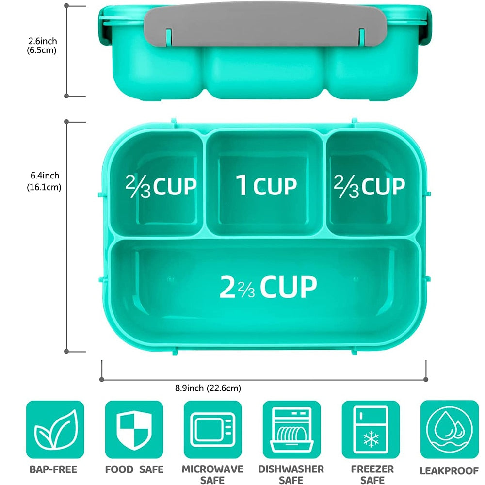 Leak-Proof Kids Lunch Box with 4 Compartments childrensterritory