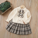 Girls' Bow Design Elegant Winter Dresses childrensterritory