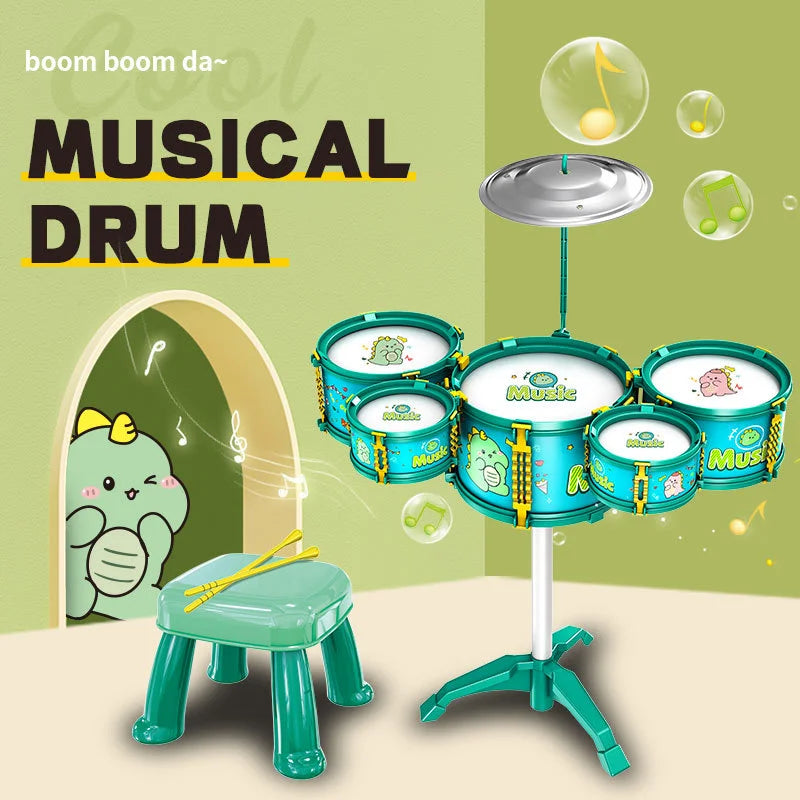 Kids Musical Instruments Toy- Mini Jazz Drum Set with Stool