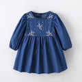 Long Sleeves Flowers Embroidered Design Girls Dresses childrensterritory