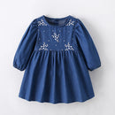 Long Sleeves Flowers Embroidered Design Girls Dresses childrensterritory