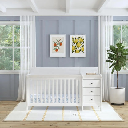 The 4-in-1 White Convertible Crib and Changer Combo childrensterritory