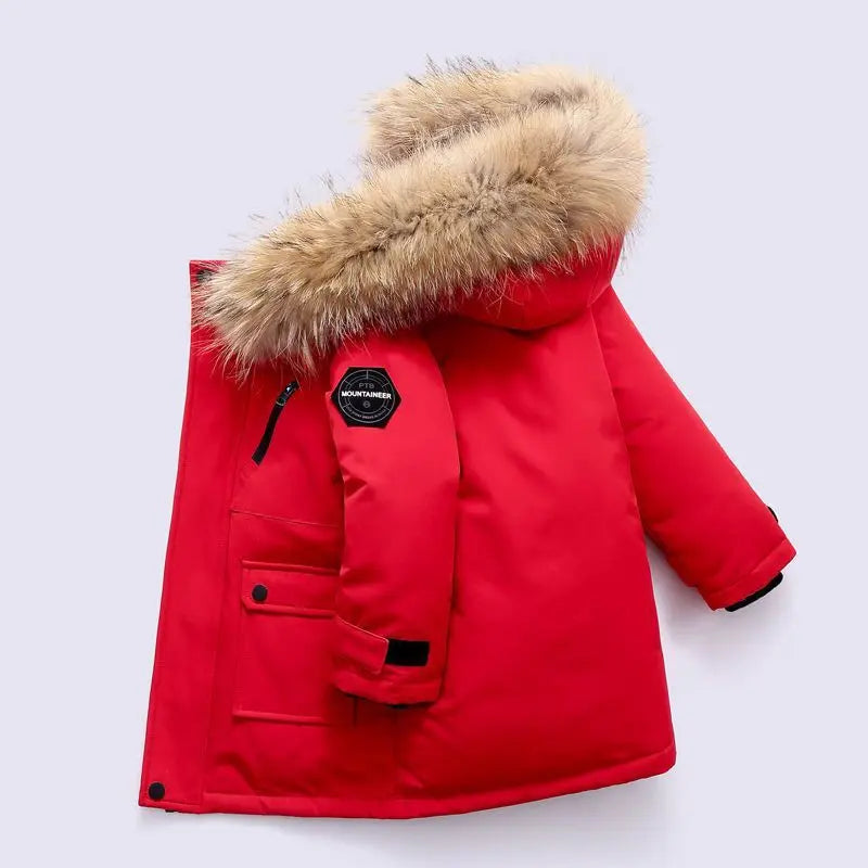 Boys Zipper Hooded Fur Collar Design Warm Jackets childrensterritory