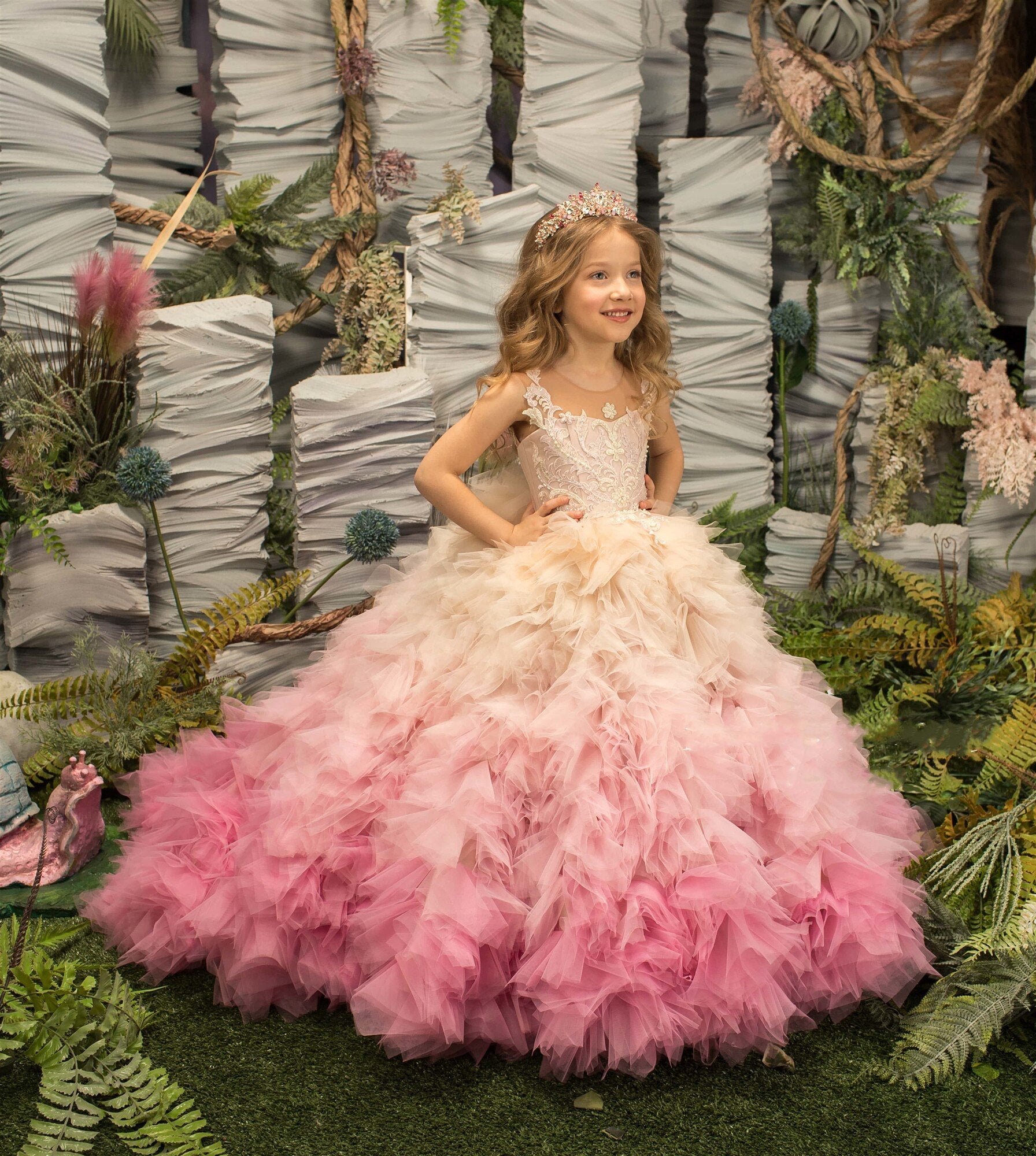 Handmade Elegant Floor Length Flower Girl Dresses childrensterritory