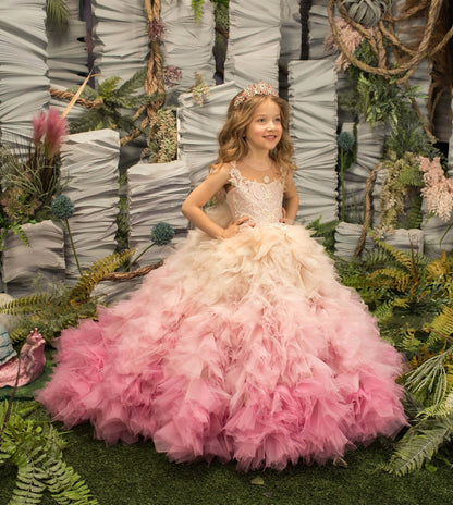 Handmade Elegant Floor Length Flower Girl Dresses childrensterritory
