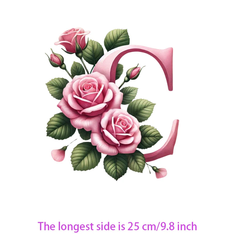 Flower Letter Ironing Transfers Decals For Clothing Diy Appliques