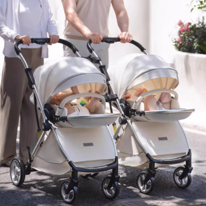Luxury High-View Detachable Twin Baby Stroller childrensterritory