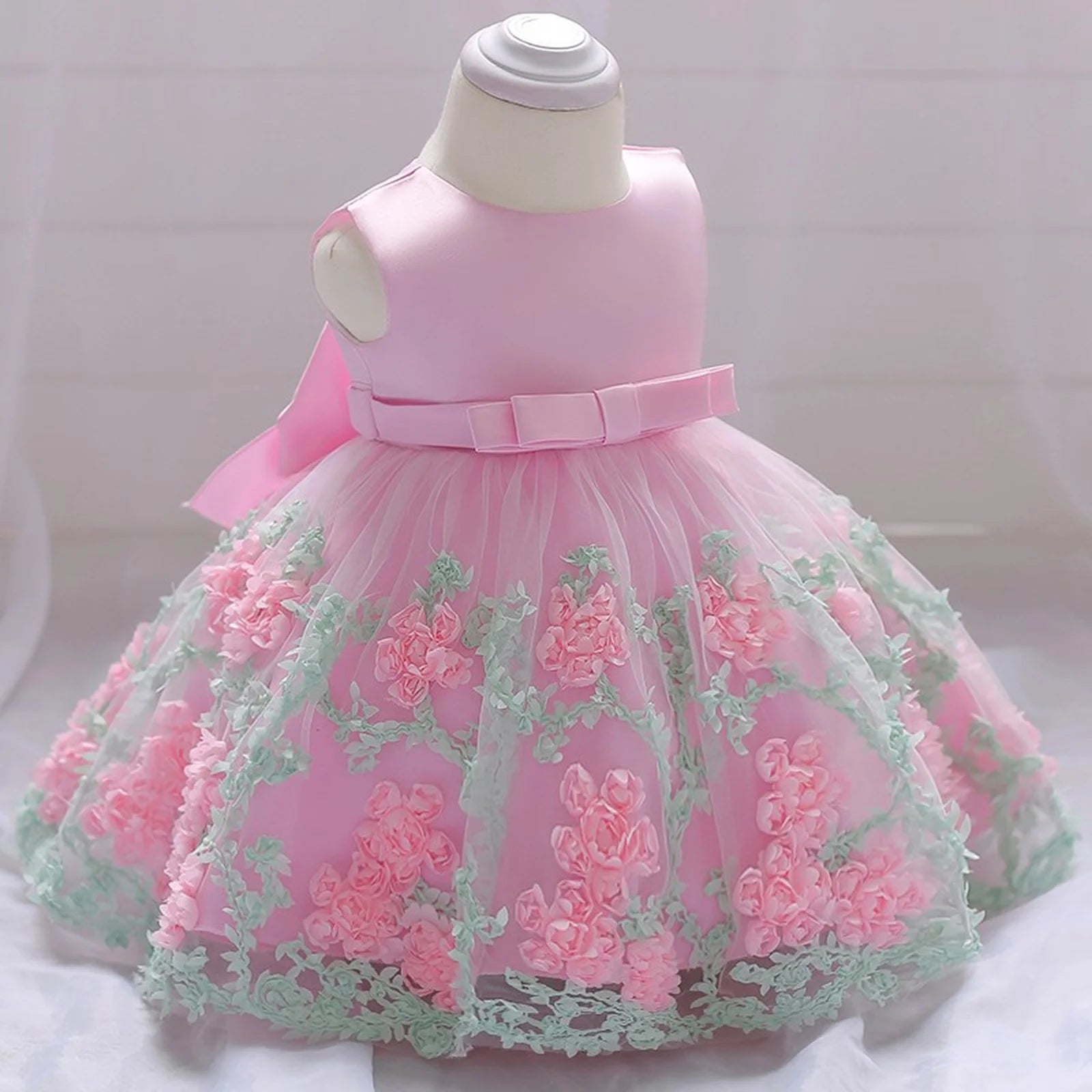 Sleeveless Flower Print Party Dresses For Girls