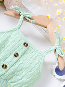 Small Daisy Print Baby Girl Sleeveless Mesh Romper Dress