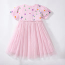 Kids Girls Cartoon Cat Embroidered Pink Summer Dress childrensterritory