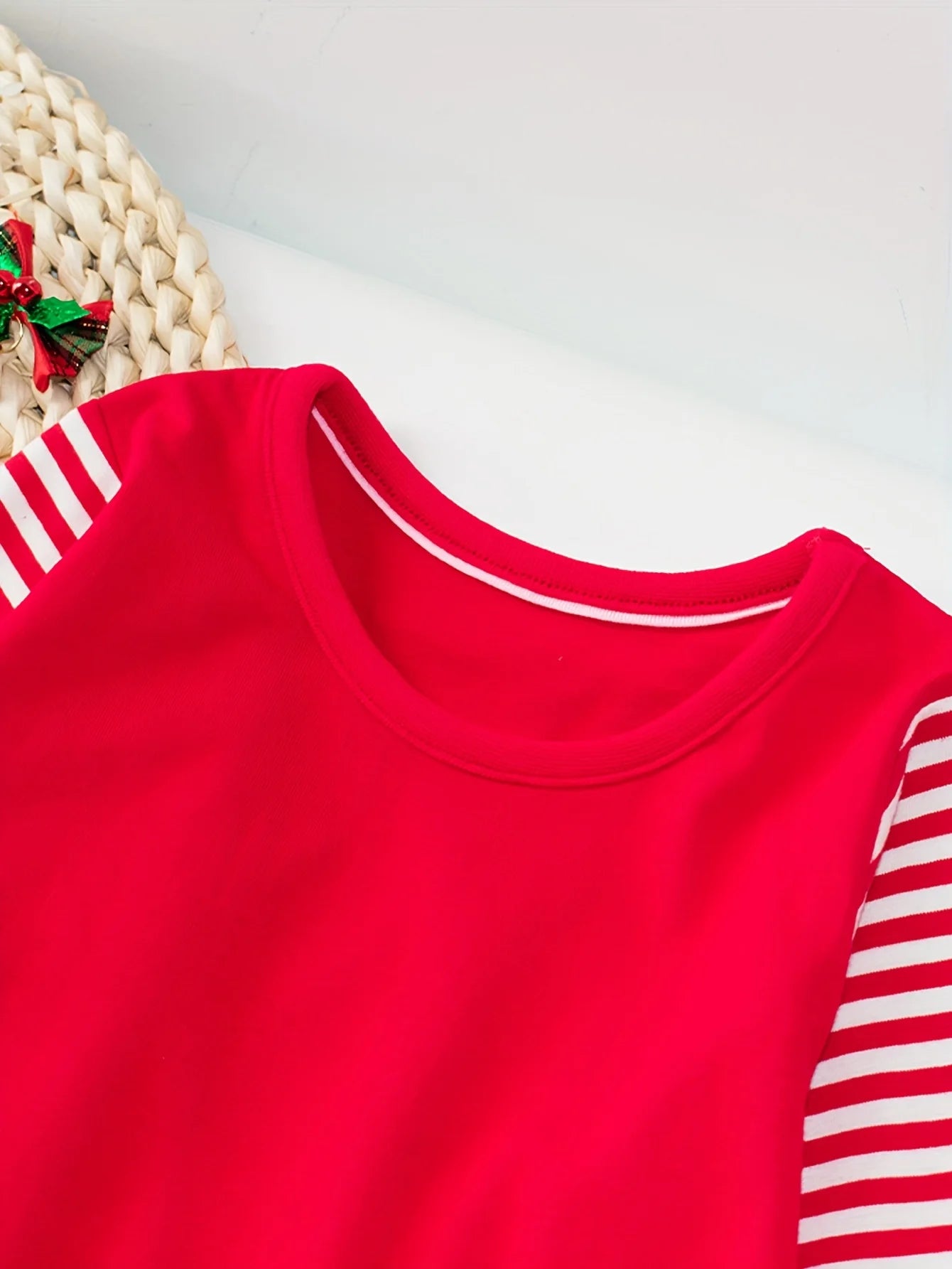 Girls' Full-Sleeve Christmas Print Dresses