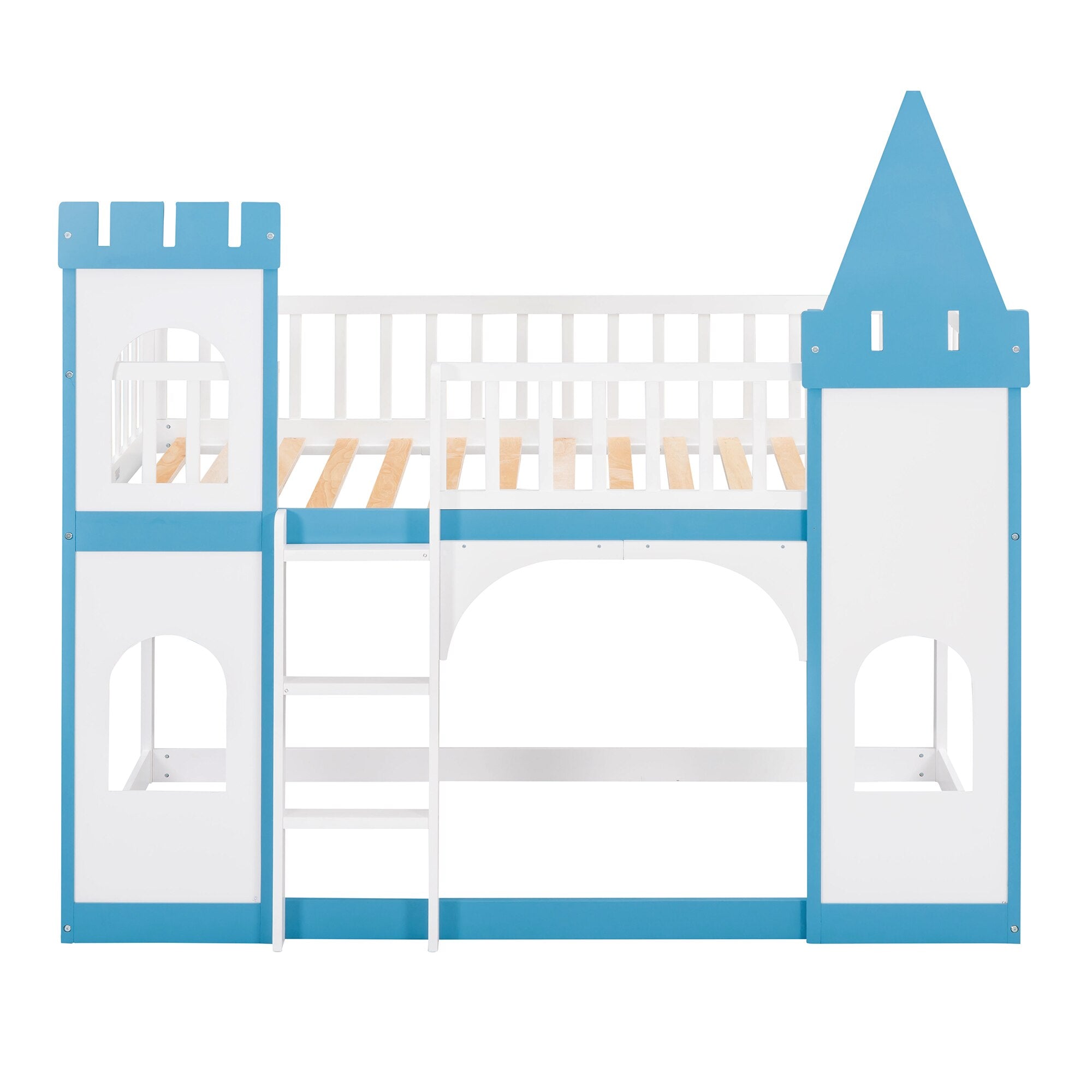 Twin Over Twin Castle Bunk Bed with Ladder childrensterritory