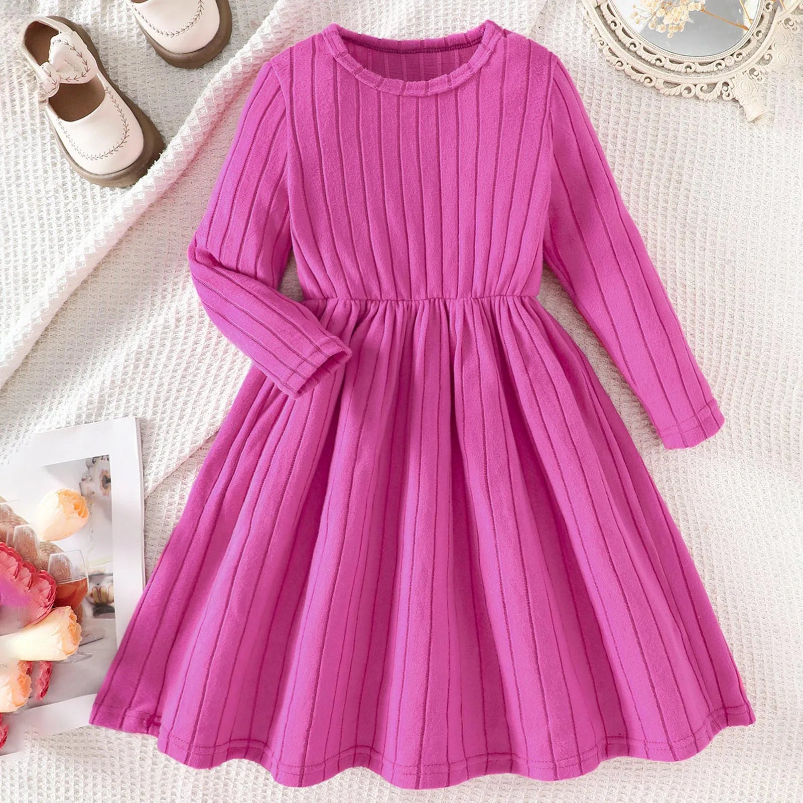 Girls’ Long-Sleeve Elegant Winter Dresses