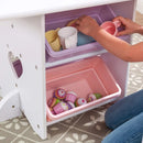 Kids Wooden Heart Stool & Table Set with 4Storage Bins