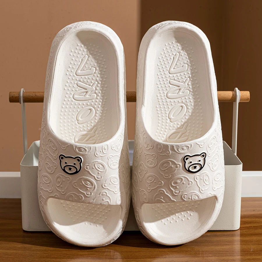 Bear Design Anti-Slip Indoor Summer Slippers for Couples childrensterritory