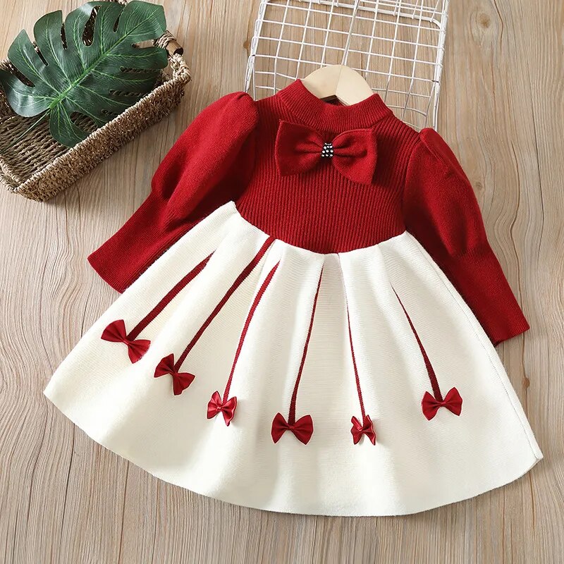 Kids Girls Fashionable Print Skirt Princess Sweater Dresses childrensterritory