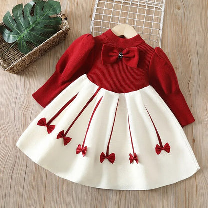 Kids Girls Fashionable Print Skirt Princess Sweater Dresses childrensterritory