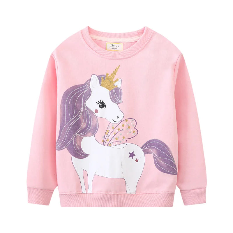 Kids Girls Cartoon Embroidery Long Sleeve Sweatshirts
