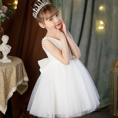 Sleeveless Bow Design Cute Princess Dresses For Girls childrensterritory