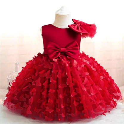 Toddler/Baby Girls Sequin Bow Design Tulle Bridesmaid Gowns childrensterritory