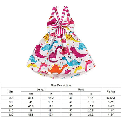 Ice-cream Printed Kids/Baby Girls Backless Strap Dress
