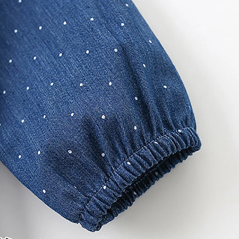 Little Girls Cartoon Bees Design Long Sleeves Dress with Pockets