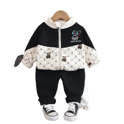 Kids Boys Cute Print Zipper Cotton Tracksuits 2pcs/set childrensterritory