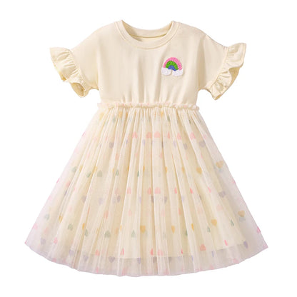 Cartoon Embroidered Little Girls Summer Cotton Dresses childrensterritory