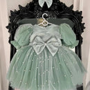 Elegant Puffy Bow-Decorated Little Girls Christening Dress childrensterritory
