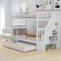 Twin over Twin Bunk Bed for Kids' Bedroom with Trundle and Storage childrensterritory