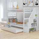 Twin over Twin Bunk Bed for Kids' Bedroom with Trundle and Storage childrensterritory