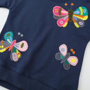 Kids Girls Butterfly Applique Cotton Sweatshirt childrensterritory