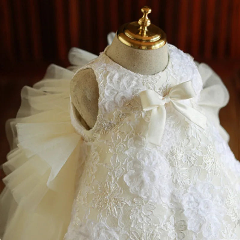 Vintage Lace Design Christening Dress for Baby Girls