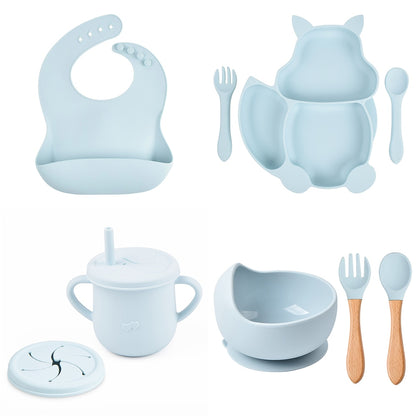 8 Pcs Baby/Kids Anti-Slip Soft Silicone Tableware Set childrensterritory
