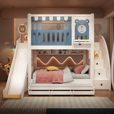Kids Castle Bunk Bed with Treehouse and High Guardrails childrensterritory