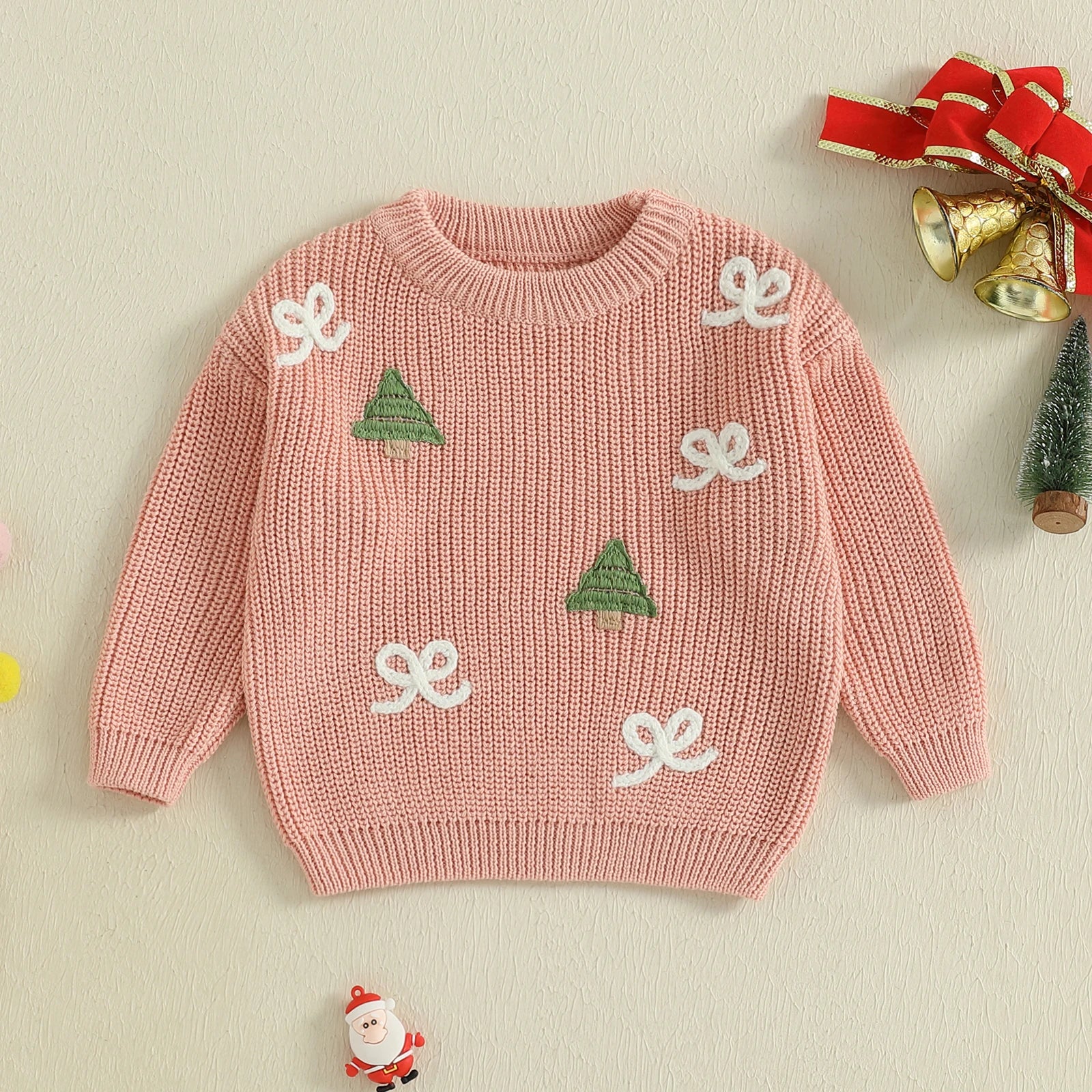 Kids' Long-Sleeved Christmas Print Winter Sweater